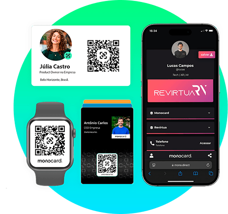 Varios dispositivos com cartões de visita